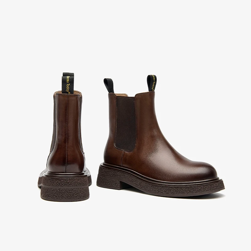 BEAUTODAY ботинки челси женские однотонные из телячьей кожи с круглым носком без