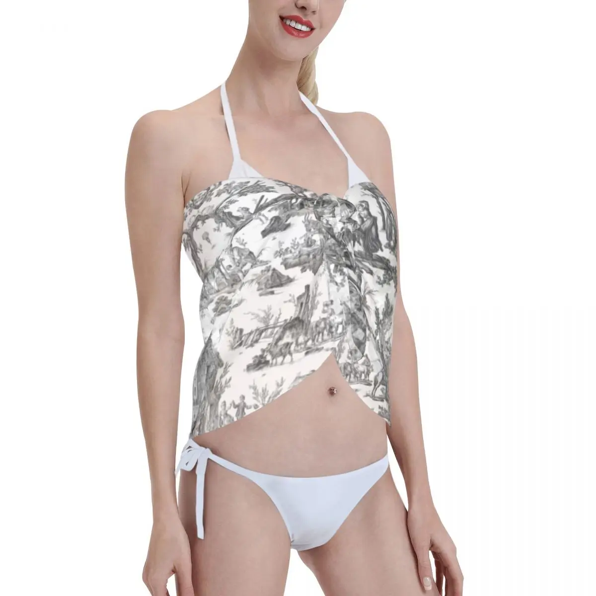 Черно-белые женские саронги Toile De Jouy на заказ пляжная накидка пляжные бикини с