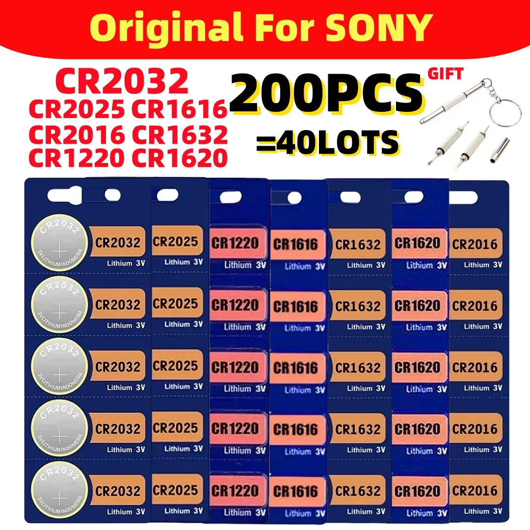 Батарейки для часов Sony CR2025 CR1632 CR1620 CR1220 200 шт