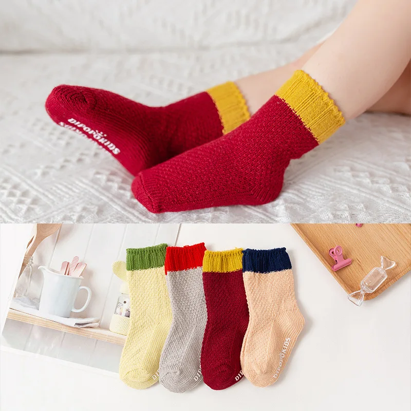 

Children's Socks Medium Tube Autumn and Winter New Children's Socks Baby Socks Thick Thick Thread Double Needle Stack Socks