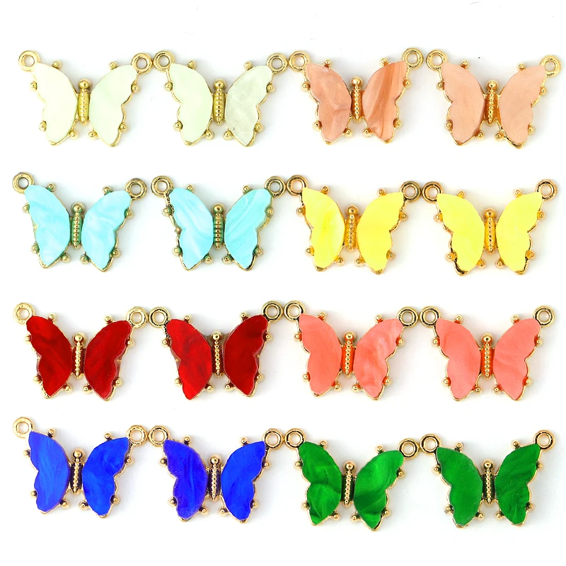 

15Pcs 17*24MM Kpop Multicolor Acrylic Charm Butterfly Pendant For Women's Bracelet Hanging Earrings Jewelry Making Accessories
