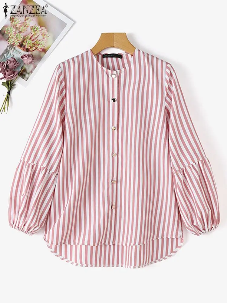 Осень 2024 рубашки ZANZEA в мусульманском стиле хиджаб с рукавами-фонариками