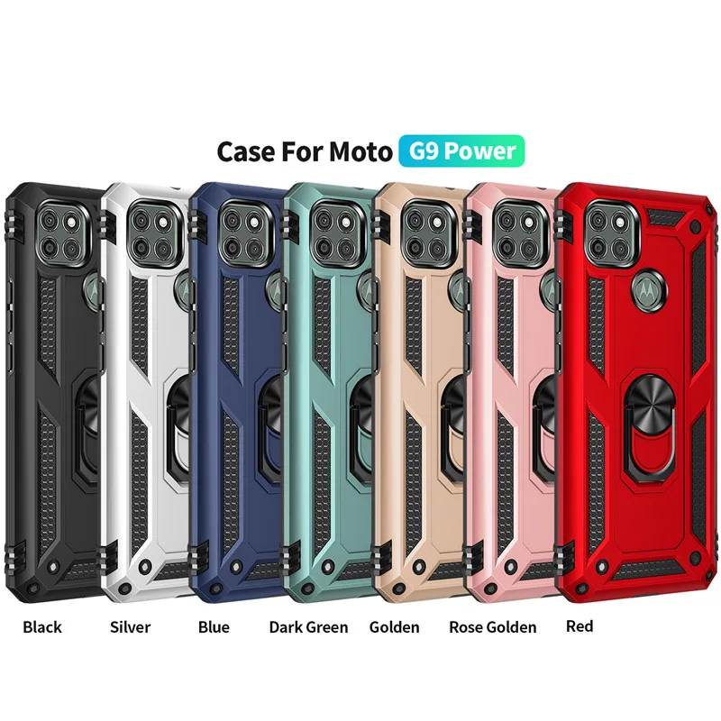 

Armor Hybrid Shockproof Back Case For Moto G 5G G9 G8 Power Lite edge20 es6 Stand With Ring Cover