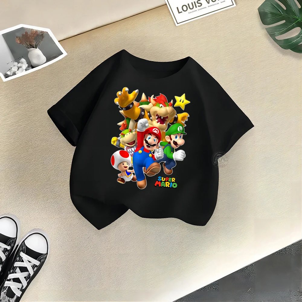 Летняя детская одежда в стиле Super Mario: хлопковые топы унисекс с короткими рукавами