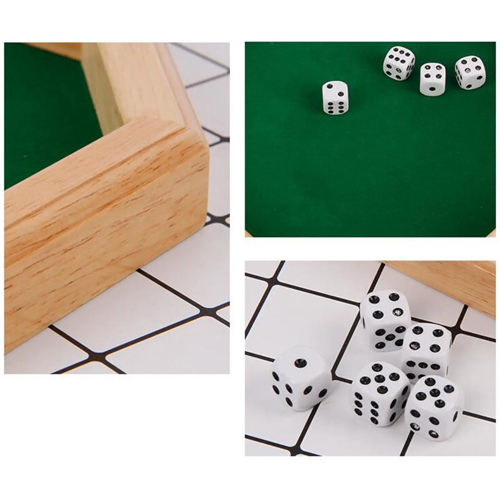 

Wooden Octagonal Dice Tray Board Game for Family Game Night Dice Game w Dice