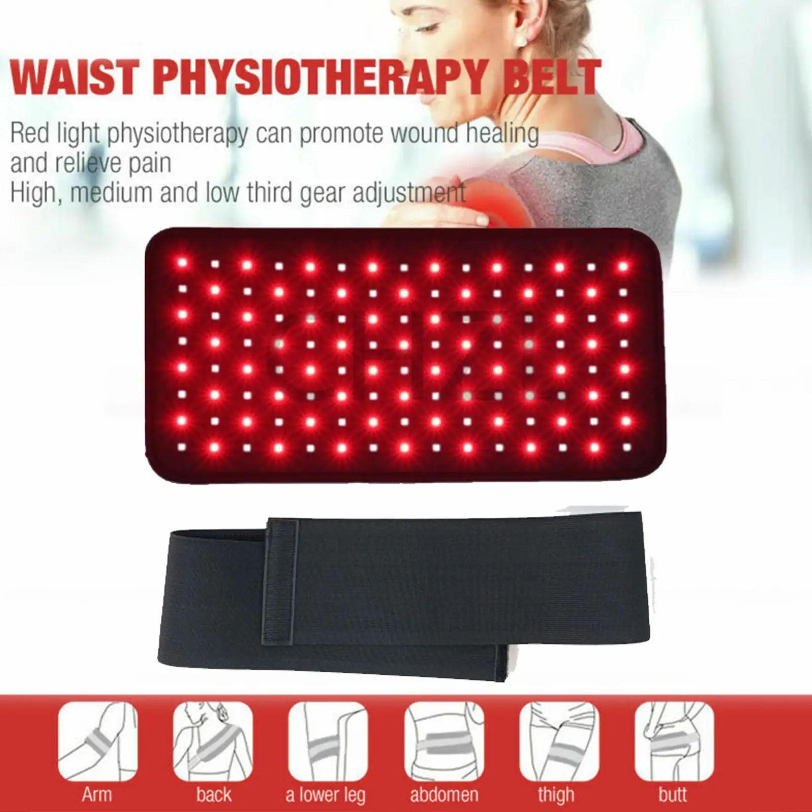 

LED Red Light and Near Infrared Light Therapy Belt Devices 630nm 850nm Large Pads Wearable Wrap for Pain Relief