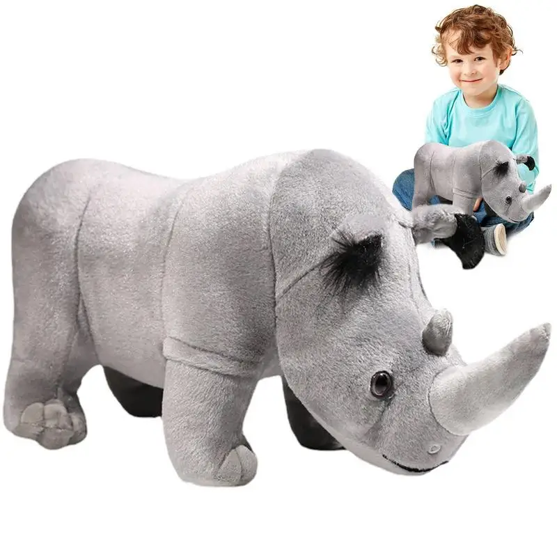 

13.8in Simulated Plush Rhinoceros Toys Realistic Stuffed Animal Pillow Zoo Dolls Baby Cushion Appease Toy Kids Birthday Gifts