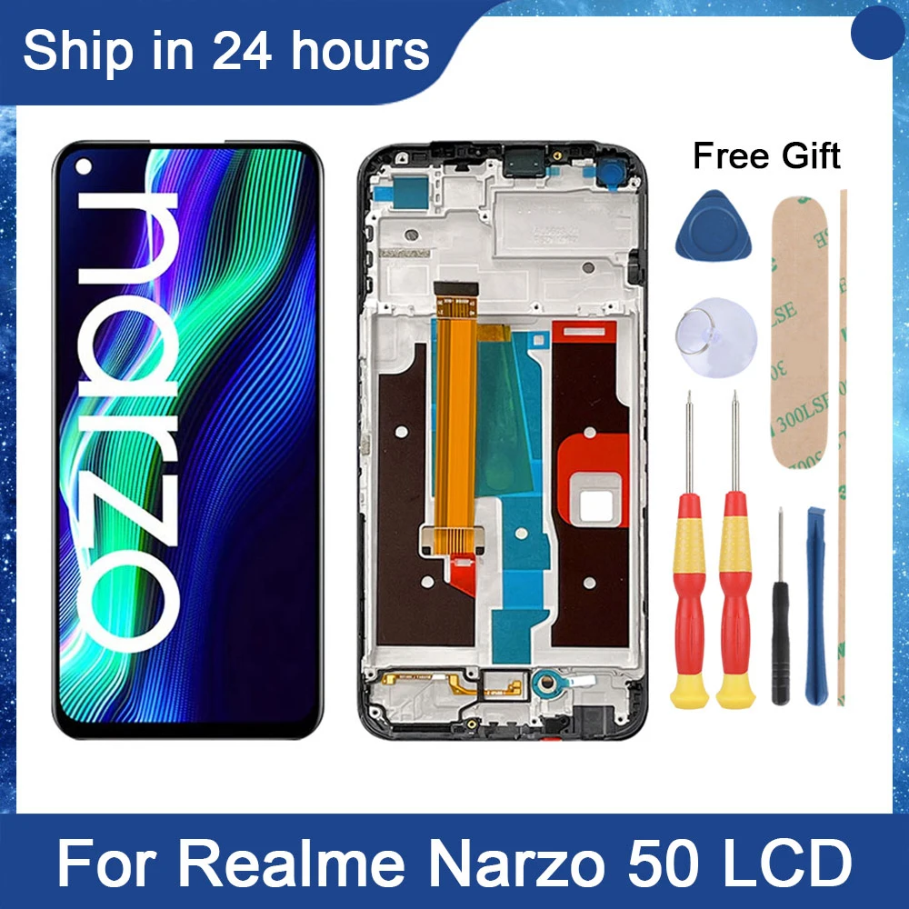 

AiNiCole 6.6'' For Oppo Realme Narzo 50 LCD Display Touch Screen Digitizer Assembly Narzo50 RMX3286 LCD Screen Replacement