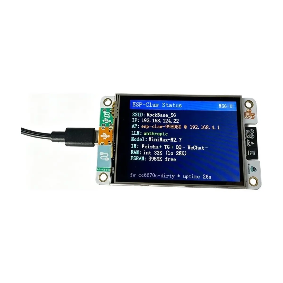 Фото Плата AI-агентства A72U NM-CYD-C5 для IoT-устройств с 2,8-дюймовым экраном и двухдиапазонным Wi-Fi -C5 для GPT №5