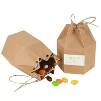 10pcs thank you kraft paper candy gift boxes brown packaging box bags for wedding birthday party baby shower decoration favors