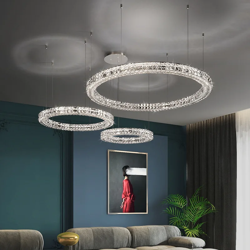 

Led Art Chandelier Pendant Lamp Light Modern Lustre K9 Crystal Lighting Living Decor Stainless Steel Hanging Luminaire
