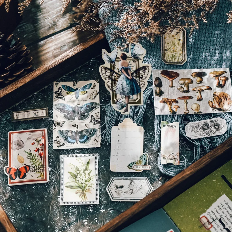 220pcs Vintage Flower Stickers Pack Junk Journal Planner Butterfly Frames Aesthetic Collage Album Scrapbooking Supplies - купить по