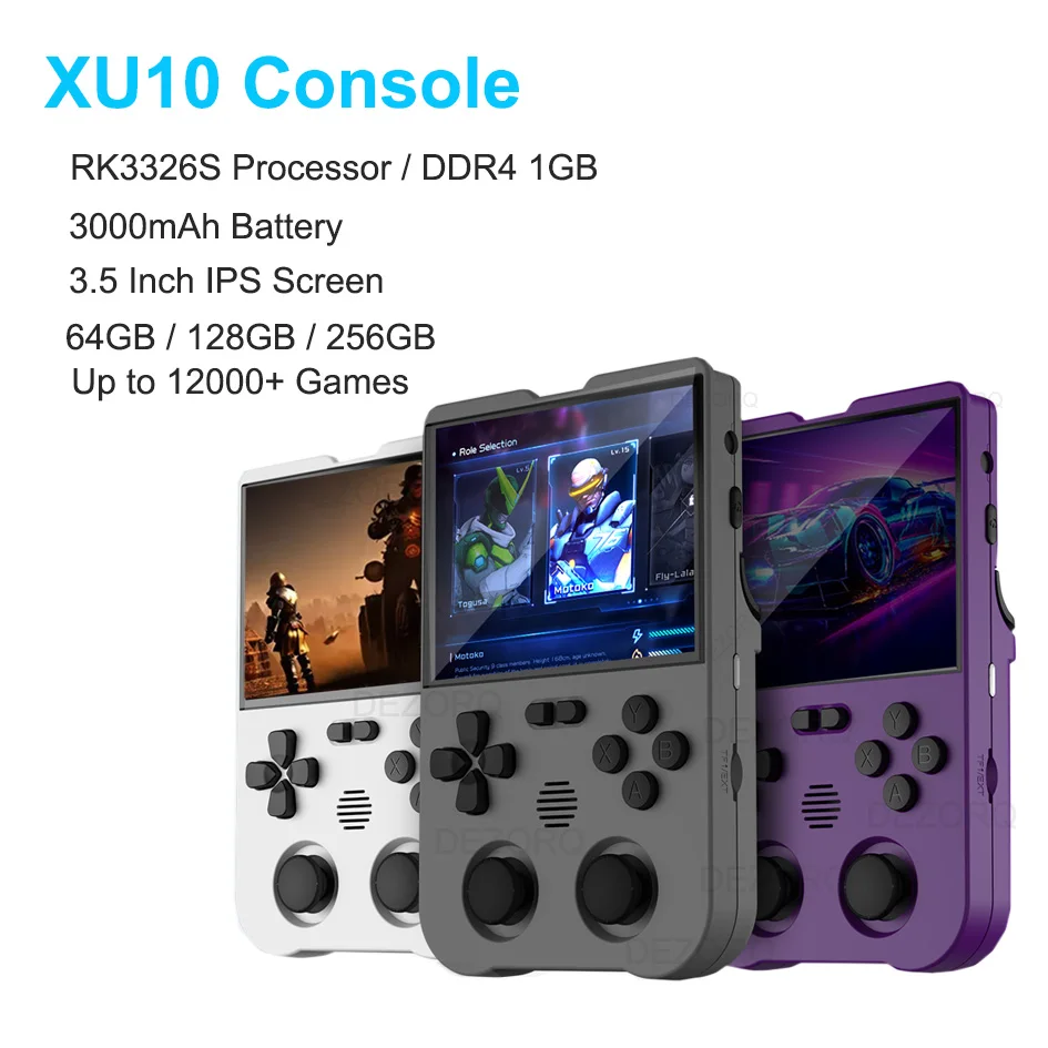 

XU10 Retro Handheld Game Console 3.5" IPS Screen 3000mAh Battery Linux System Emulator Portable Video Game Console for PSP N64