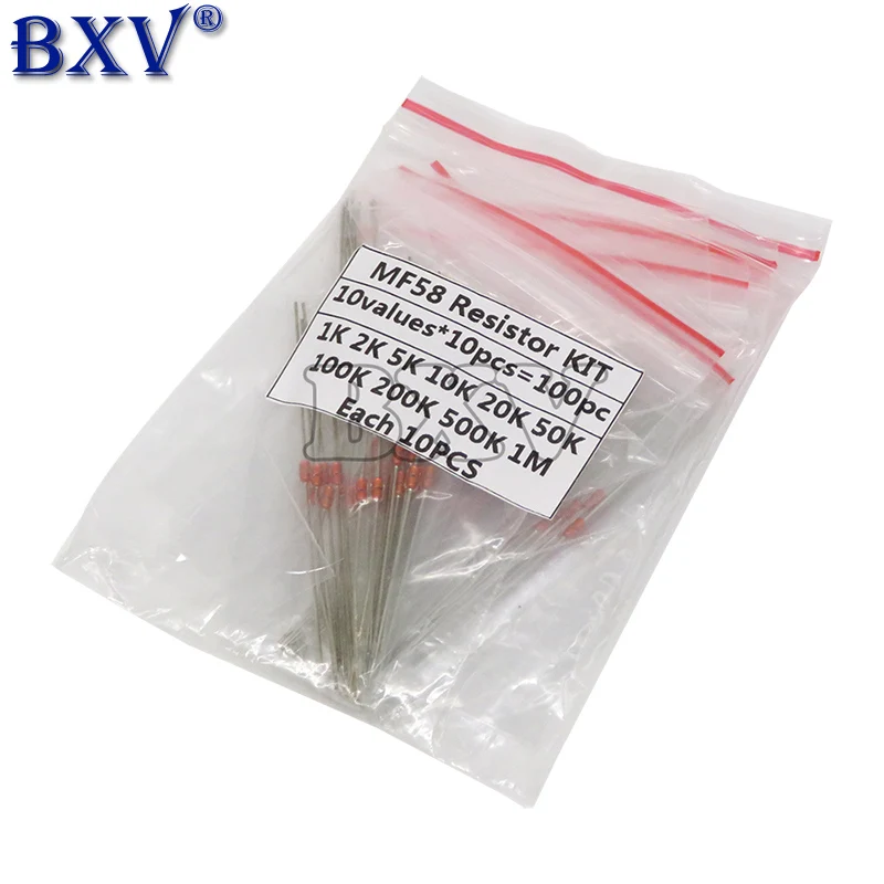 

100PCS=10Value*10pcs NTC Thermistor Resistor Kit NTC-MF58 1K 2K 5K 10K 20K 50K 100K 200K 500K 1M +/-5% 3950B