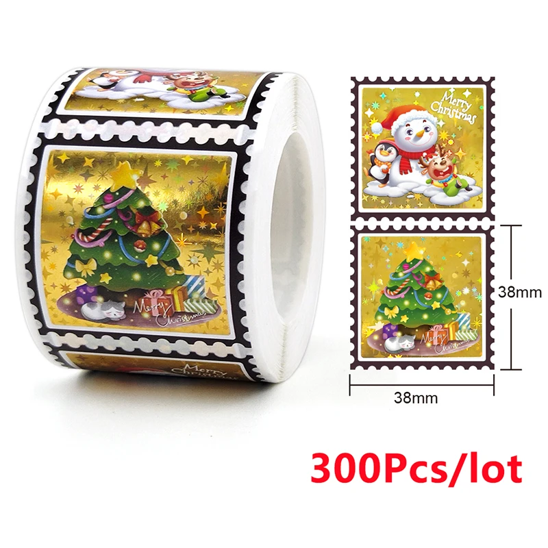 

300/500pcs Holographic Stickers Merry Christmas Stickers Seal Labels Stickers DIY Gift Baking Package Envelope Stationery Decor