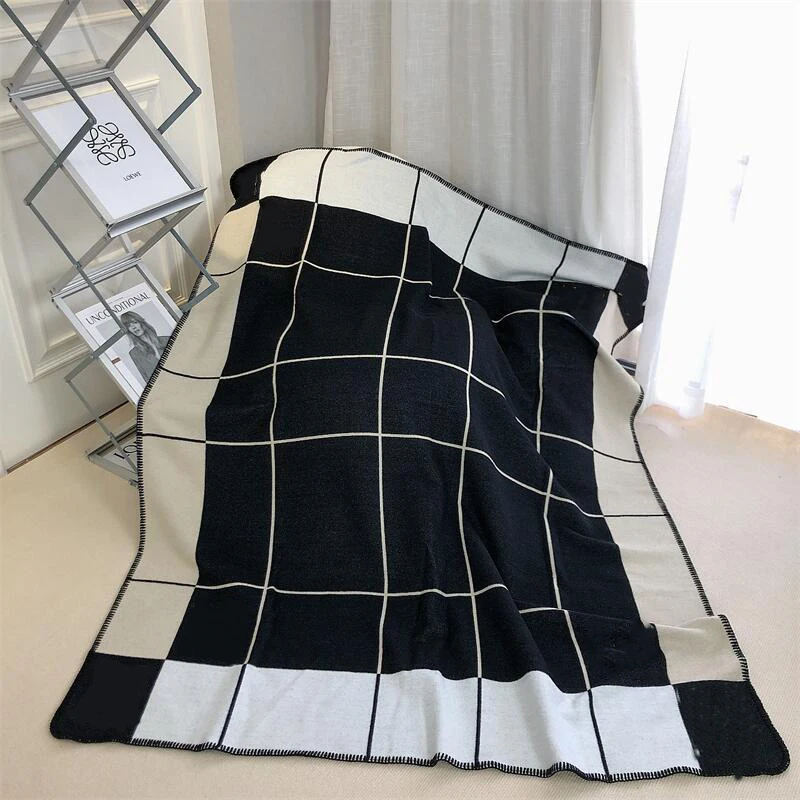 

Plaid H Blanket Designer Brand Cashmere Blanket for Beds Sofa Fleece Knitted Wool Blanket Home Office Nap Throw Portable Scarf