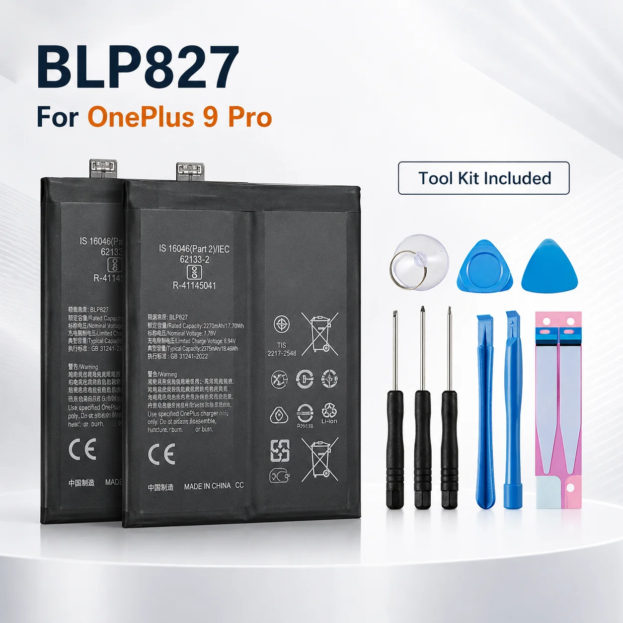 Фото Высокоемкий внутренний аккумулятор BLP827 емкостью 4500 мАч для OnePlus 9 Pro, сменная батарея с бесплатным набором инструментов №3