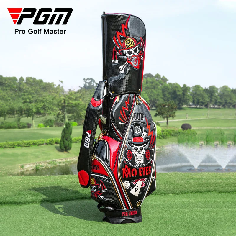 2022 NEW PGM  Luxury Men Golf Bag Standard Bagpack Can Hould 13pcs Clubs Waterproof Crystal Leather 3D Embroidered QB112