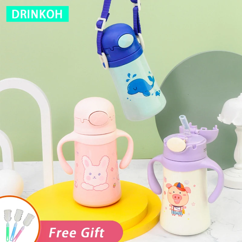 

Cartoon Bunny Kawaii Tumbler Portable 316 Safety Vacuum Flasks 360ml Straw Insulated Cup Children Thermos Cute Baby Water Bottle