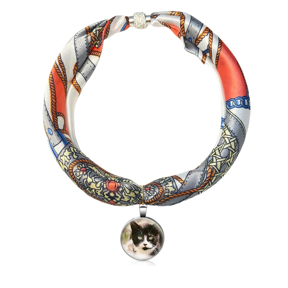 

Дизайнерское ожерелье с кулоном, шелковый шарф в богемном стиле, женская бижутерия, стильный хиджаб, Женские аксессуары, подарок, кошка-живо...