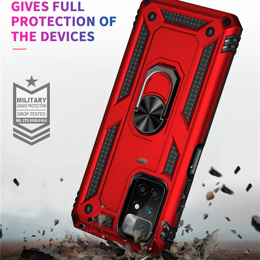 

For Redmi 10 Prime Case for Redmi 10 Prime Note 11 Pro+ 11T 5G Shockproof Armor Ring Stand Cover for Xiaomi POCO M3 M4 Pro X3 GT