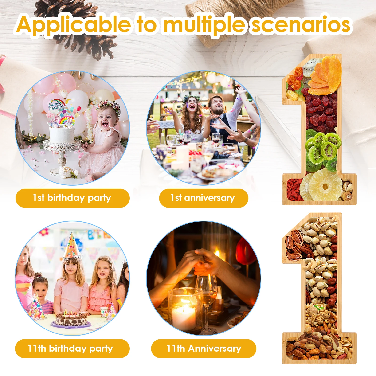 2 шт. поднос для закусок из бамбукового дерева простой в использовании