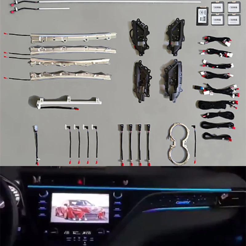 

Подходит для Toyota Camry 2018-2022, атмосферные огни 64 цветов, оригинальная форма 1:1, без нитки, 21 лампа, аксессуары для интерьера