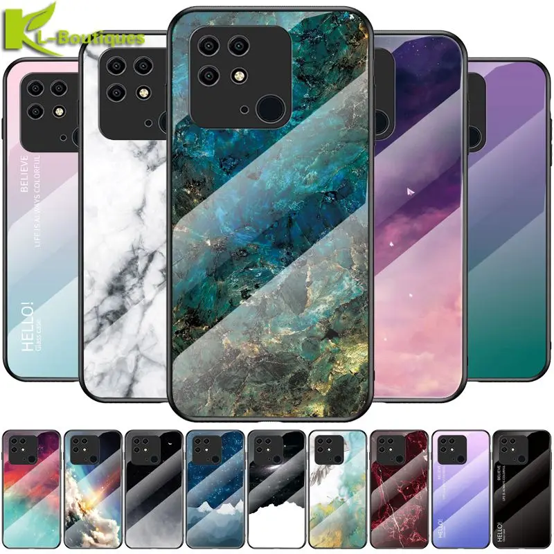 

Чехол для Xiaomi, Redmi 10C, Redmi 10 C, 10A, 9, 9A, 9C, 8A, 7A, 6A, 6 Pro, закаленное стекло, с мраморным узором