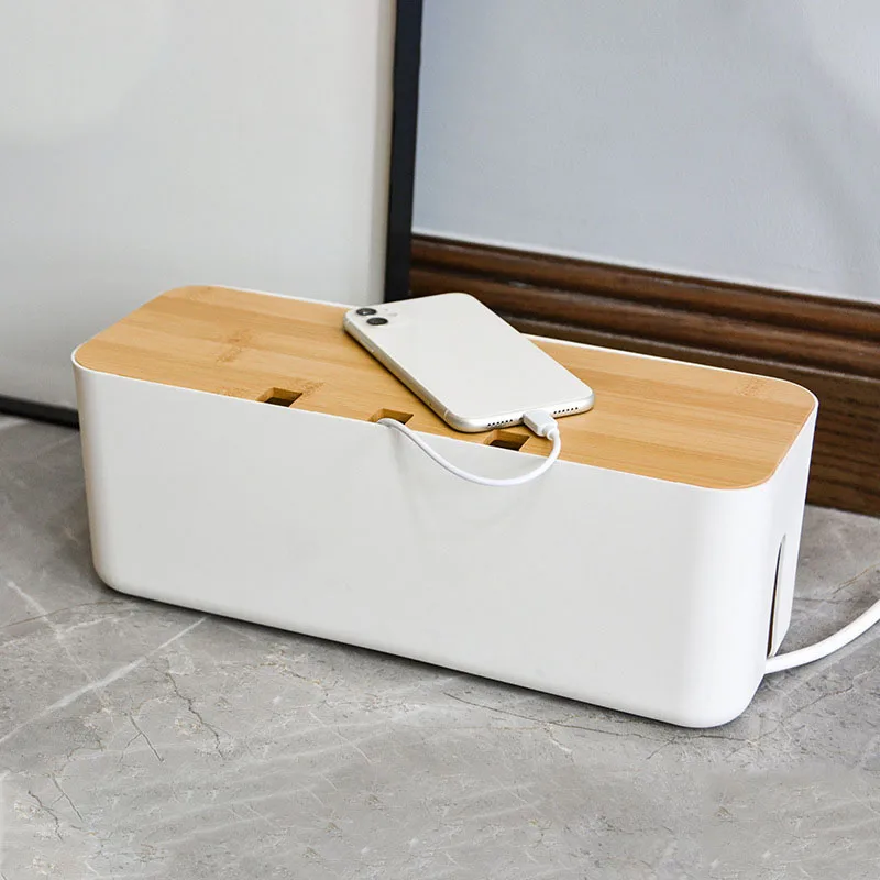 

2021 Large Cable Storage Box Hide Power Strip Wire Management Case Charger Socket Organizer Network Line For Home Office White