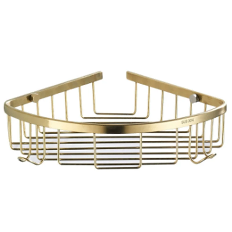 

Полки для ванной комнаты, золотистая металлическая угловая полка для душа, настенное крепление, полка для хранения шампуня, полка, держател...