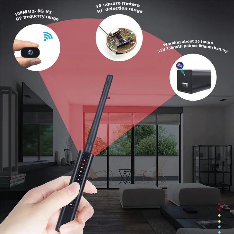 G728 Anti-monitoring Anti-peeping Hidden WiFi Wireless Signal Camera Detector Infrared Scanner Artificial Intelligent Detection enlarge