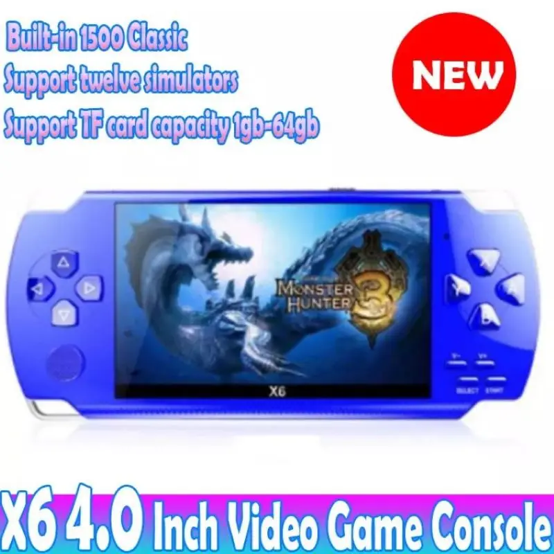 

X6 Handheld Game Player 4.0 Inch LCD Display Double-rocker 1500 Classic Game Retro Mini Pocket Game Console MP4 Video Player
