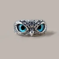 exaggerated personality owl animal design retro silver plated unisex party rings original jewelry for women men gifts no fade