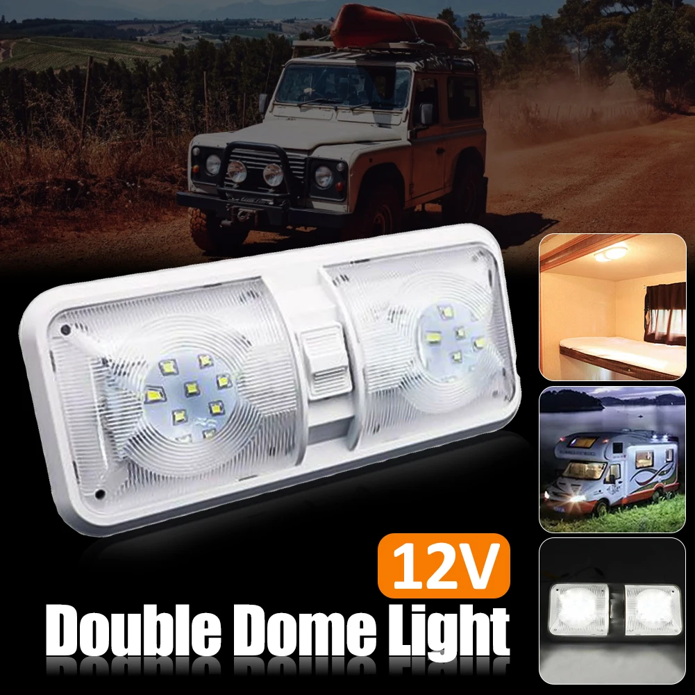 

RV LED 12V Ceiling Fixture Camper Trailer Marine Double Dome Light 48 LEDs for Car/RV/Trailer/Camper/Motorhomes/Marine Boats