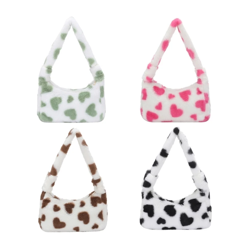 

Симпатичная плюшевая сумка для подмышек, женская сумка, плюшевая сумка-тоут для девочек