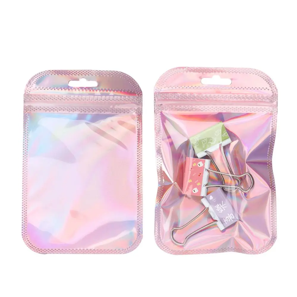 

50pcs/bag Thicken Jewelry Display Resealable Iridescent OPP Bags Self Sealing Pouches Zip Pouches Packaging Bag