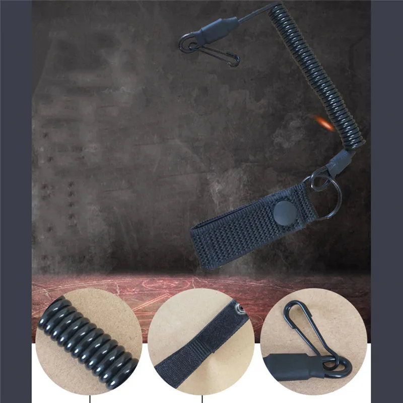 

Elastic Lanyard Rope Safety Strap Gun Rope Key Ring Chain Flashlight Hunting Accessories Tactical Anti-lost Military