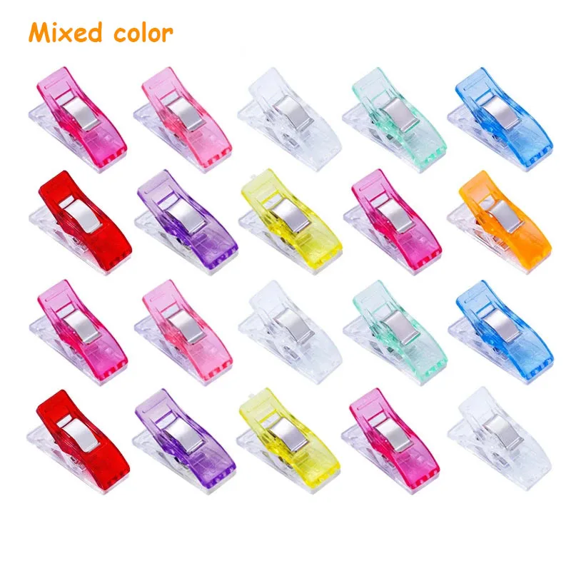 

50Pcs/lot Multipurpose Sewing Clips Transparent Colorful Binding Clips Plastic Craft Quilting Clip Craft Clamps Sew Cloth Clips