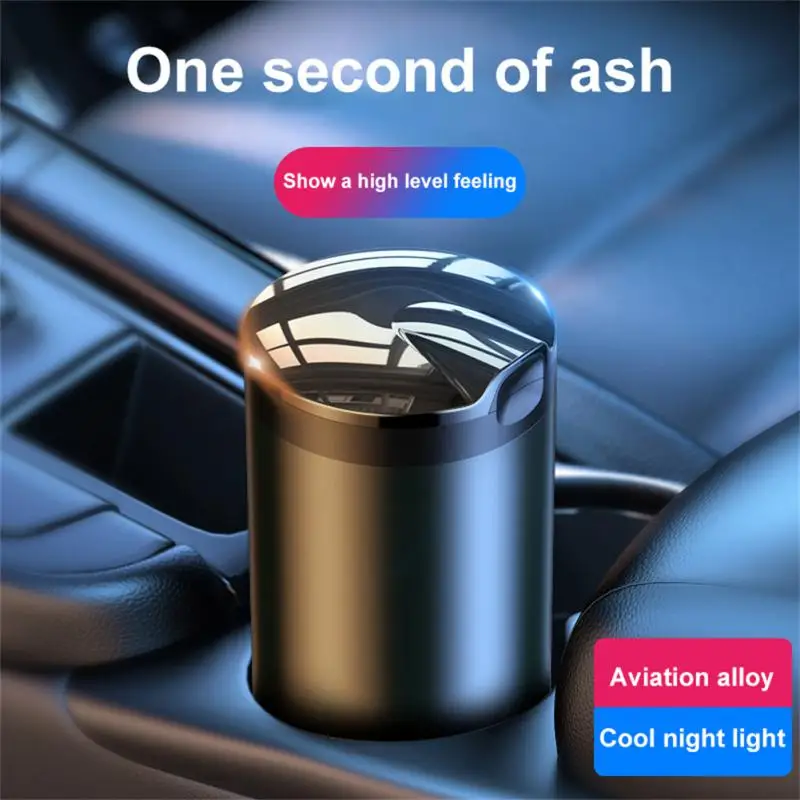 

Automatic Light Indicator Ashtray Portable Durable Aluminum Smokeless Auto Ashtray Cigarette Ashtray Holder Decor With Led Light