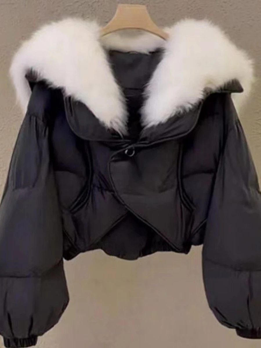 Thickened Warm Cotton Coat for Women 2022 New Winter Parkas Korean Gentle Big Fur Collar Loose Casual Cotton Jacket Casacos Lady