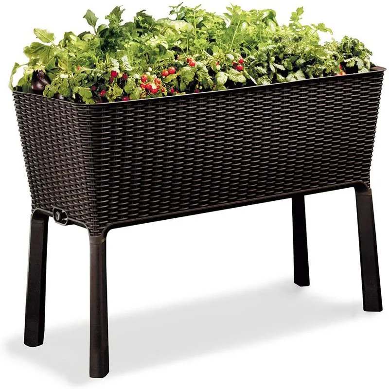

Brown Raised Garden Bed with Self Watering Planter Box and Drainage Plug Garden Pots