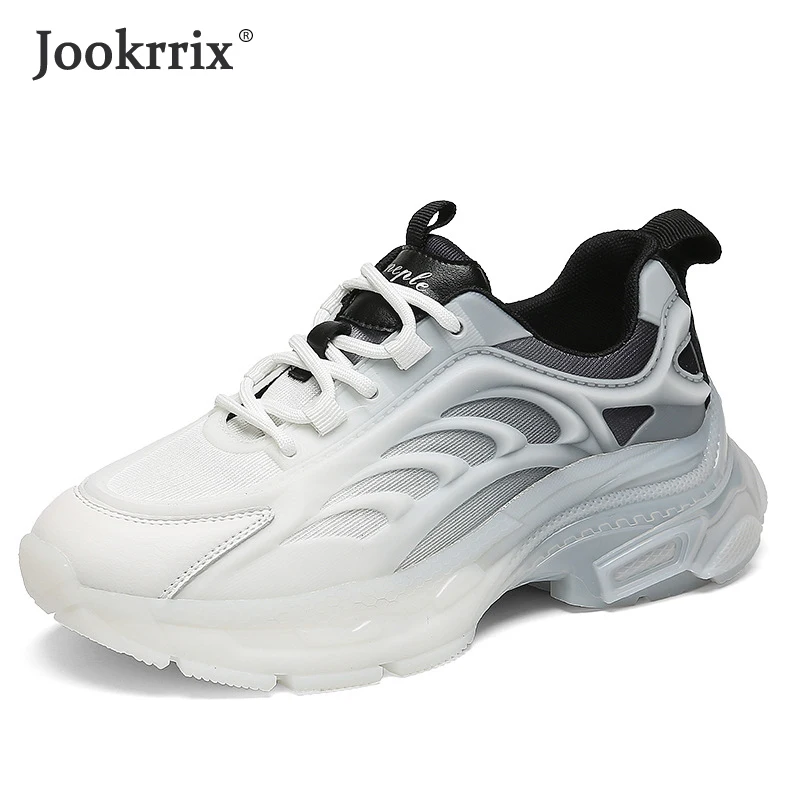 

Women Sneakers 2022 Spring Fashion Running Sports Chunky Sneakers Genuine Leather Ladies Shoes Breathable Thick Sole Platform