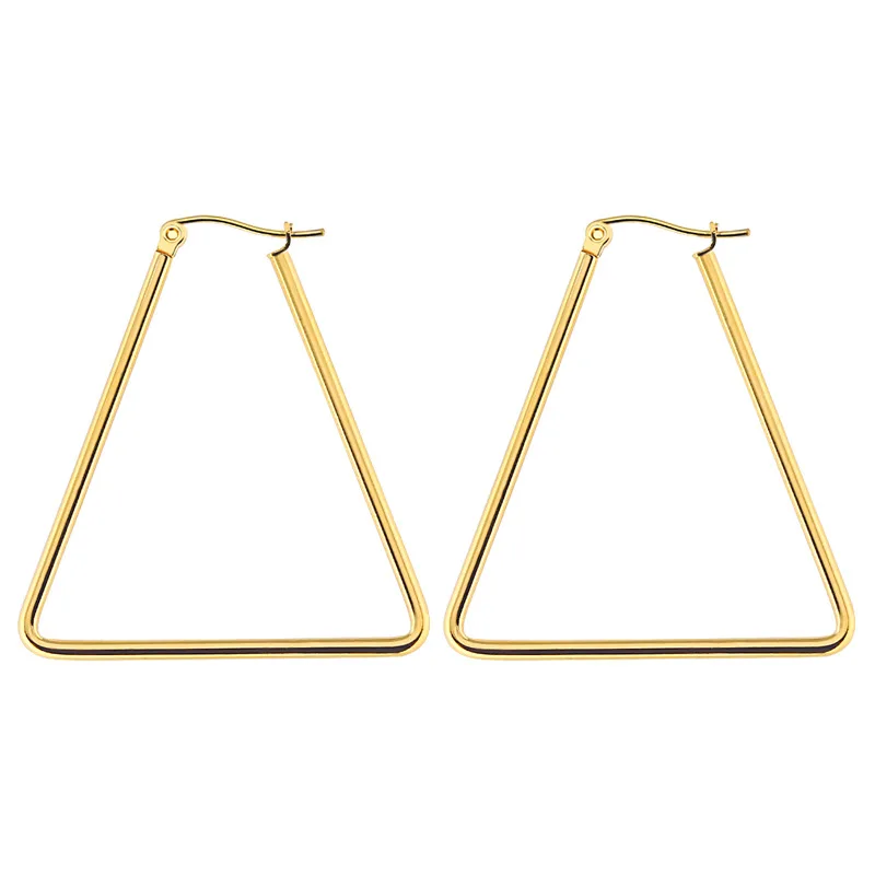 

Wholesale Titanium Steel Triangle Earring Stainless Steel Fine Needle Exaggerated Earrings Creative Geometric Thread Earrings