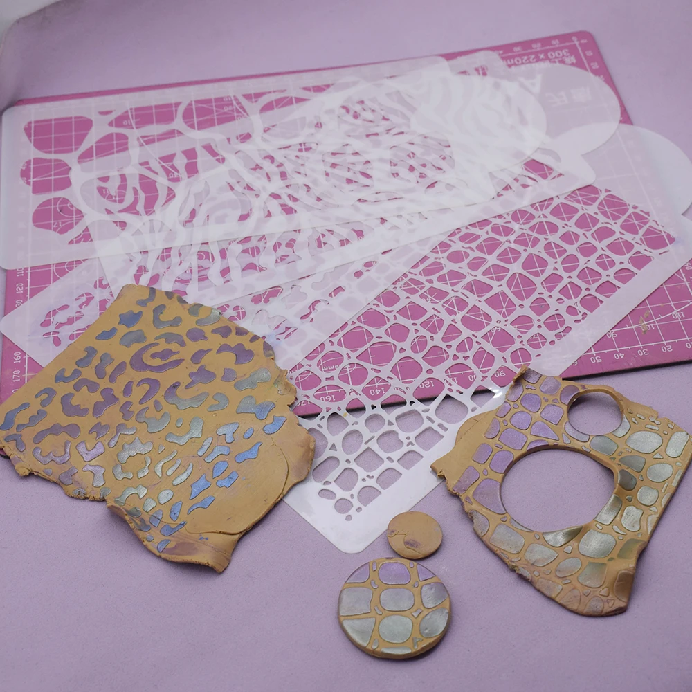 

Animal Leopard Pattern Polymer Clay Texture PVC Template Pottery Screen Stencil Emboss Printing Painting for Ceramic Art Craft