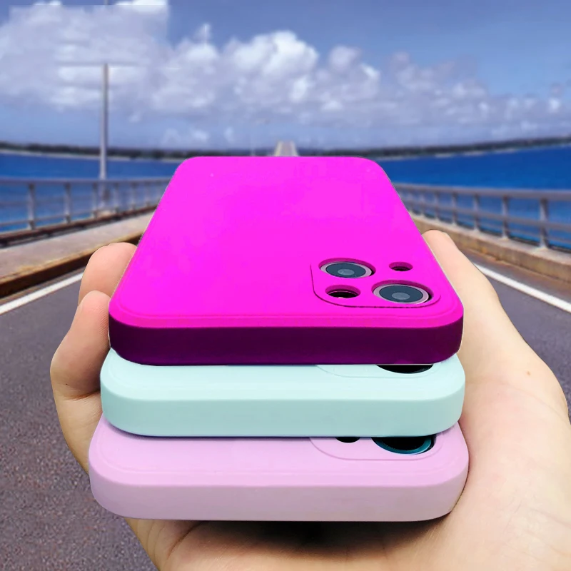 1DS Square Liquid Silicone Case For iPhone 13 12 11 Pro Max Mini XS X XR 7 8 Plus SE 2020 Full Lens Protection Soft Cover