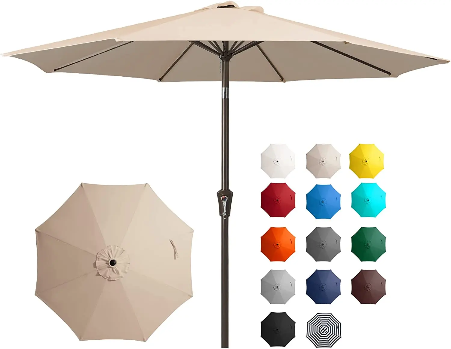 

Популярный наружный зонт для внутреннего дворика 9 футов, внешний фотозонт с кнопкой наклона и кривошипом, зонт для рынка, 8 крепких ребер, за...