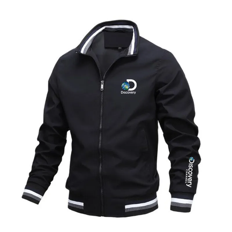 

New Spring Discovery Channel Print Coats Mens Streetwear Fashion Men Cargo Jacket Survey Expedition Scholar Windbreaker 2022