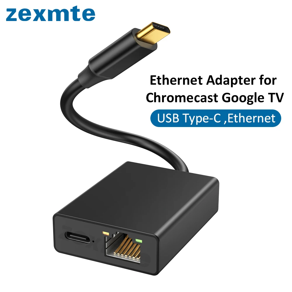 Zexmte Adattatore Ethernet Per Chromecast 4K Google Tv Usb C Type-C A 100Mbps Scheda Di Rete Per Smartphone Tablet Dispositivi Android