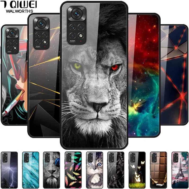 Для Xiaomi Redmi Note 11s чехол Note11 Закаленное стекло Защитная твердая задняя крышка для 11