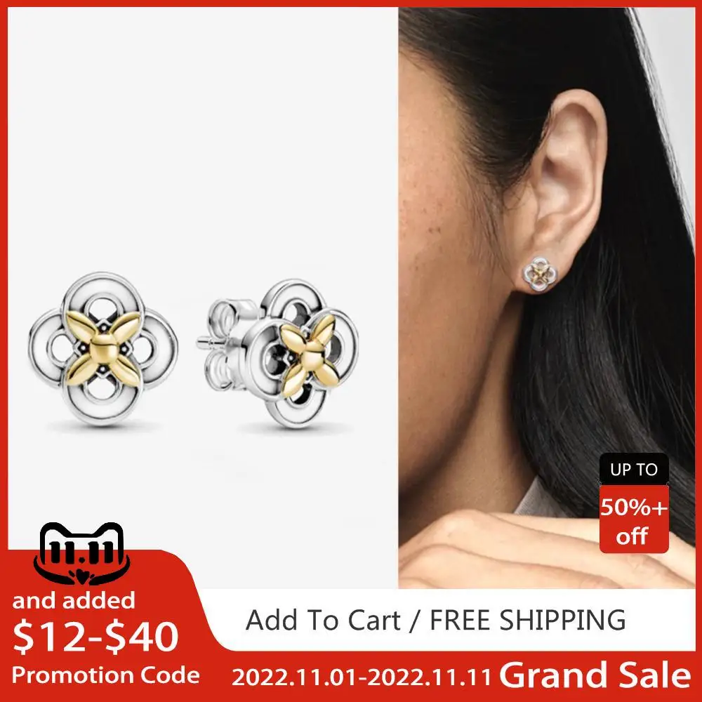 

Mybeboa Authentic 925 Sterling Silver Earrings Golgden Daisy Flower Stud Earrings Women Anniversary Engagement Jewelry Gift